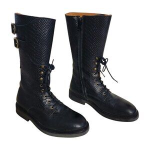 Celeris Bia Country Boot in Black Matte Faux Iguana 37 7